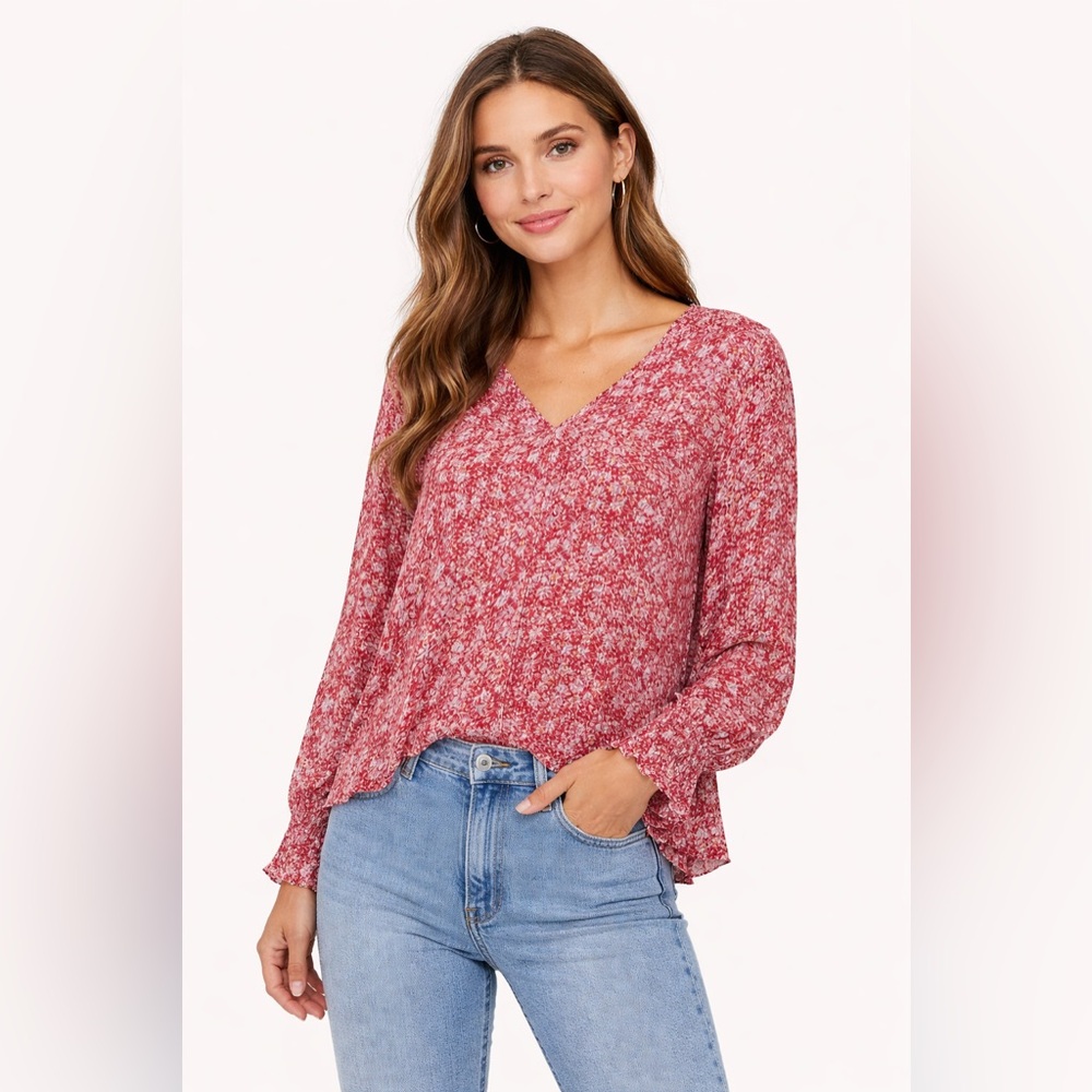 Abercrombie & Fitch‎ Floral Button Down Blouse Red & White